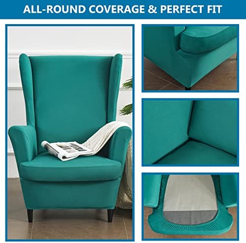 HZDHCLH Wingback Chair Slipcovers 2 Piece,Stretch Spandex Wing Chair Covers for Living Room Armchair,Washalbe Sofa Slipovers