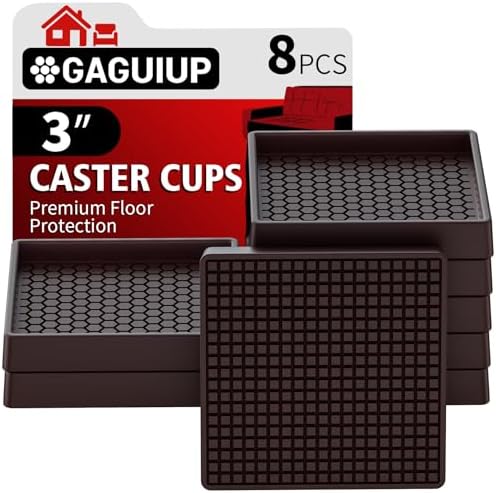 Non Slip Furniture Pads Square, 3" 8PCS Furniture Coasters for Wood Floors