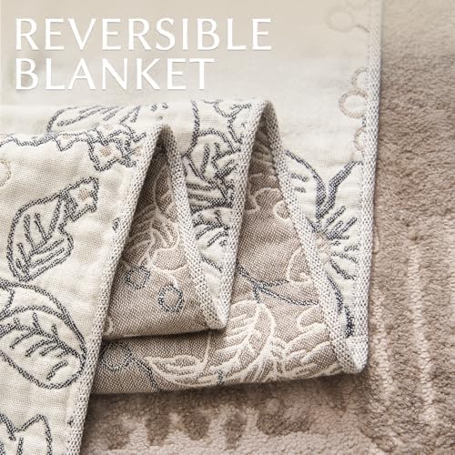 jinchan 100% Cotton Muslin Blanket with Tassel Boho Queen 60x80 Gray/White