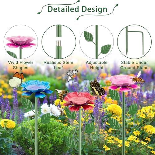 6 Pack Bee Watering Station, Metal Bee Bath, Butterfly Watering Station