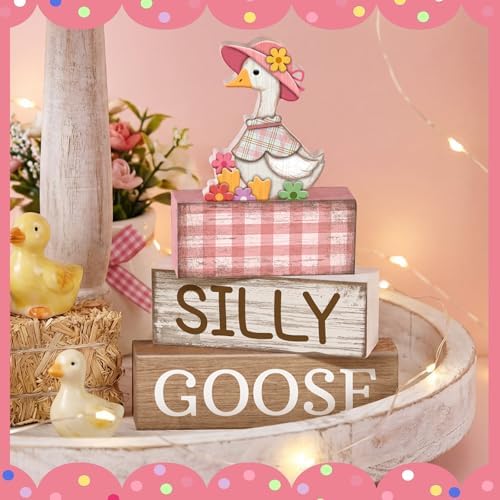 Yuntau 4 Pcs One Silly Goose Table Decor Baby Shower Birthday Party Decor