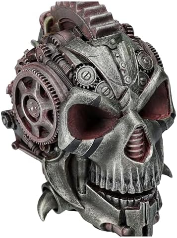 Pacific Giftware Detailed Diesel Punk Skull Figurine 6" Steampunk Decor with Rusty Bronze Finish Gears and Industrial Design Perfect for Desk Display or Home Decor
