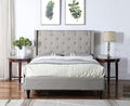 Full Upholstered Platform Bed Frame with 51" Tall Headboard - Button Tufted Cloth Bed - Wood Slat Support with Storage Space - No Box Spring Needed - Easy Assembly - Grey - Oliver & Smith - Astor