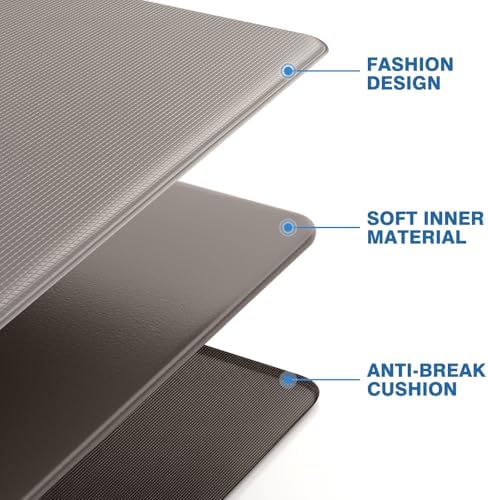 StepRite Kitchen Mats, 2PCS Kitchen Rugs, Cushioned Anti Fatigue Kitchen Mats for Floor, Non-Slip Standing Desk Mat, Waterproof Kitchen Rug Set for Kitchen, Floor, Office, 17.3"x30"+17.3"x70", Khaki