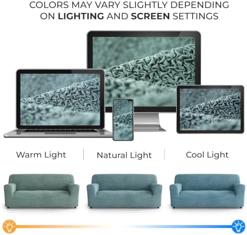 PAULATO Premium Stretch Couch Covers for Sofa - Sofa Chair Cover Washable, Dogs & Pets Friendly - Elastic Polyester Loveseat Slipcovers - Non-Slip Love Seat Couch Covers - Teal (64"-85" Wide)