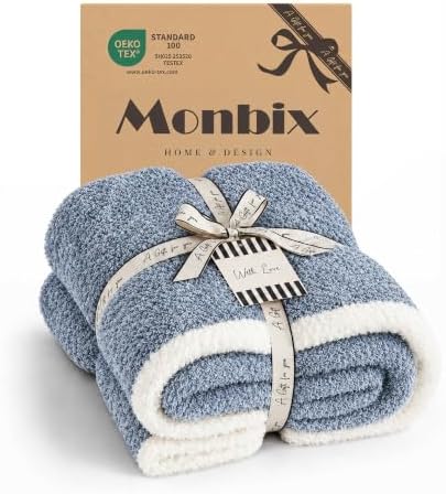 Monbix Soft Throw Blanket for Couch-Cozy Reversible Knitted Blankets
