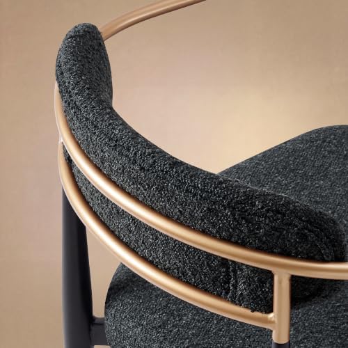 Morden Fort Counter Height Bar Stools Set of 2 with Gold Arms, Black Boucle