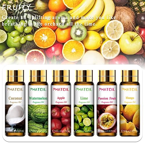 PHATOIL Fruity Fragrance Oil Gift Set for Diffuser, Soap Candle Making