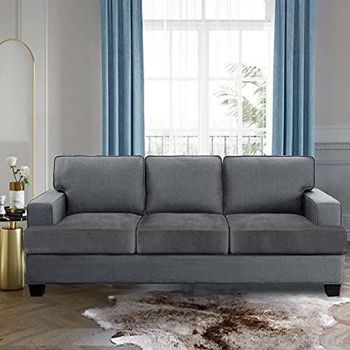 H.VERSAILTEX Stretch Velvet 3 Piece T Cushion Sofa Slipcovers Individually Cushion Cover for 3 Cushion Couch Seat Cushion Covers for Sofa Seat Cushion Covers Stay in Place(Sofa, Grey)