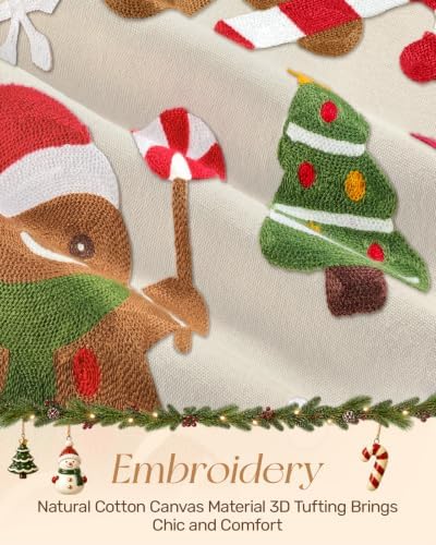 Miss Adola Embroidered Canvas 13"x90" Christmas Table Runner, Gingerbread
