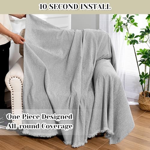 MEETSKY Chair Cover Recliner Covers Washable, Soft Small Couch Cover for Dogs, Oversized Armchair Covers Sofa Slipcover for Single Sofa, Pet-Friendly Furniture Protector, 71" X 91", Grey