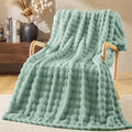 BEDELITE Sage Green 3D Fleece Bubble Throw Blanket for Couch, 50x60 Inches