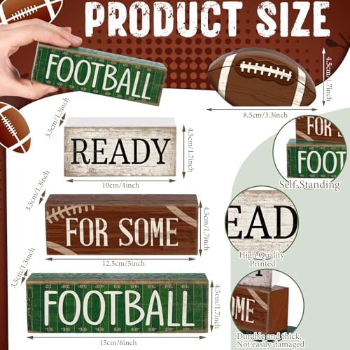 Yuntau 4 Pcs Fall Football Decorations for Home Farmhouse Tiered Tray Decor