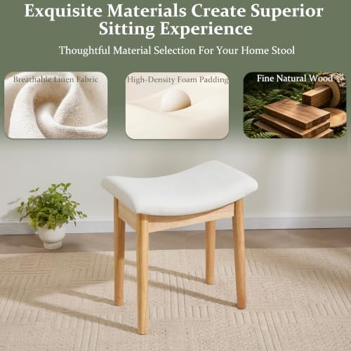 Royal Windsor Vanity Stool, 18" H Makeup Chair,Small Ottoman Stool