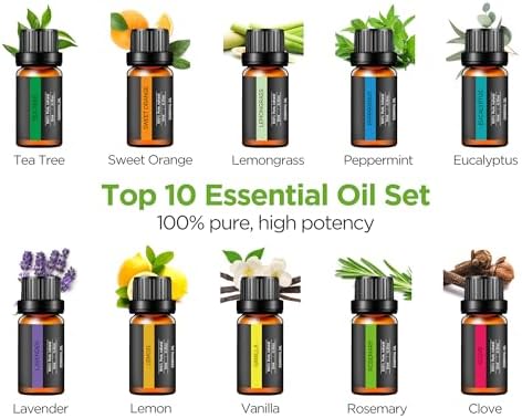 InnoGear 400ml Aromatherapy Essential Oil Diffuser 10 Oils Gift Set, Yellow