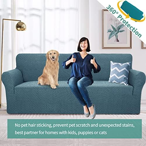 YEMYHOM Couch Cover Latest Jacquard Design High Stretch Extra Large Sofa Covers Pet Dog Cat Proof Oversized Slipcover Non Slip Magic Elastic Furniture Protector (XL Sofa, Teal)