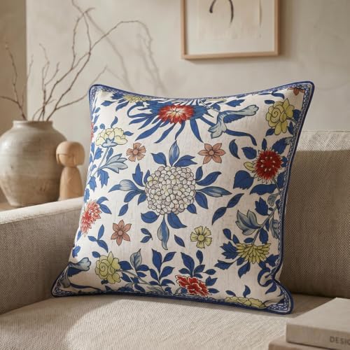 patdrea Designer French Vintage Floral Throw Pillow Cover,18"x18"