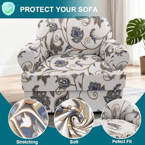 NILUOH 2-Piece T-Cushion Armchair Slipcover, Stretch Chair Cover with Separate Seat Cushion Cover, Soft Washable Furniture Protector for Living Room