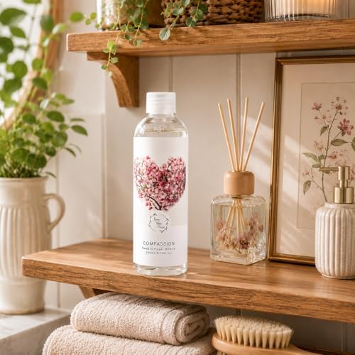Reed Diffuser Refill, Peony & Rose Scented Oil 6.76 fl.oz / 200ml, Home Fragrance for Bedroom, Bathroom, Office Decor