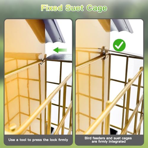 FlowaFoli Bird Feeders for Outdoors Hanging, Metal Bird Feeder with Double Suet Cage Cake, Large Capacity, Birdfeeders Sturdy & Weatherproof, Easy to Clean & Refill, Great for Attracting Wild Birds