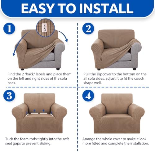 KEKUOU Stretch chair Sofa Slipcover, Single Couch Cover,Camel