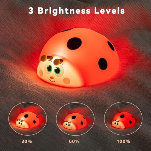 AVEKI Cute Ladybug Nightlight for Baby, Soft Silicone Night Light ﻿