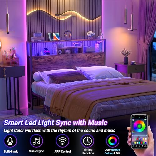 Aheaplus Headboard for Full Size Bed with Storage, Headboards with Outlets