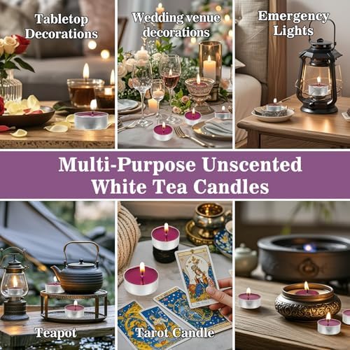 MAQIHAN Purple Tea Light Candles 25 Pack - Mini Votive Candles Bulk