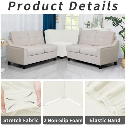 Easy-Going Stretch Soft Sectional Corner Sofa Couch Slipcover Cream