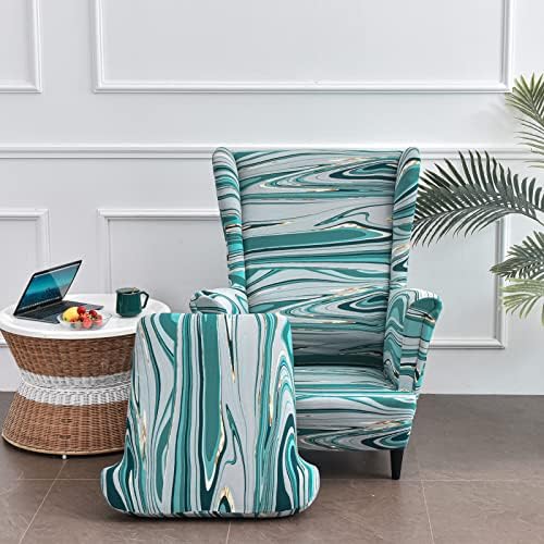 Wing Chair Slipcover, 2-Piece Printed Wingback Chair Cover