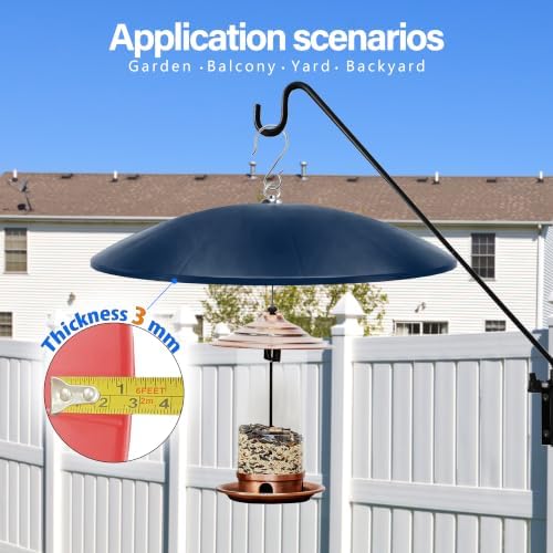 19.25-Inch Extra Large Squirrel Baffle,Hummingbird Feeder Shade Dome Cover, Bird Feeder Rain Guard, Hanging Squirrel Proof for Shepherd's Hook Outdoors (Blue) 2 Pack
