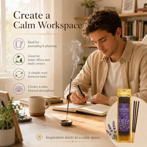 RAINFLOW Natural Incense Sticks - 80 White Sage Sandalwood Lavender Vanilla