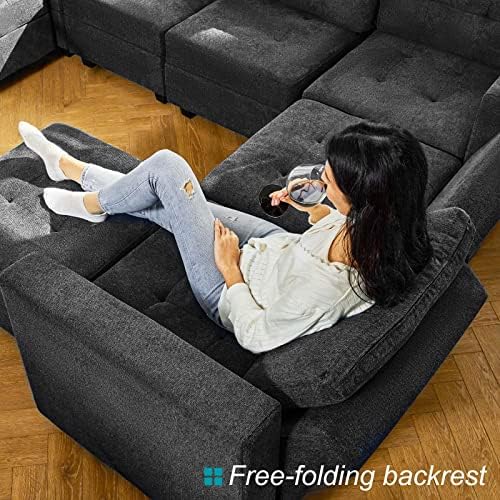 Belffin Middle Module Seat for Modular Sofa Sectional Couch with Storage Accent Armless Sofa Chair Modern Fabric Dark Grey