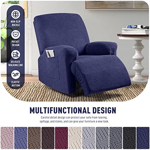 KinCam Recliner Chair Covers, Stretch Reclining Cover, Dark Blue