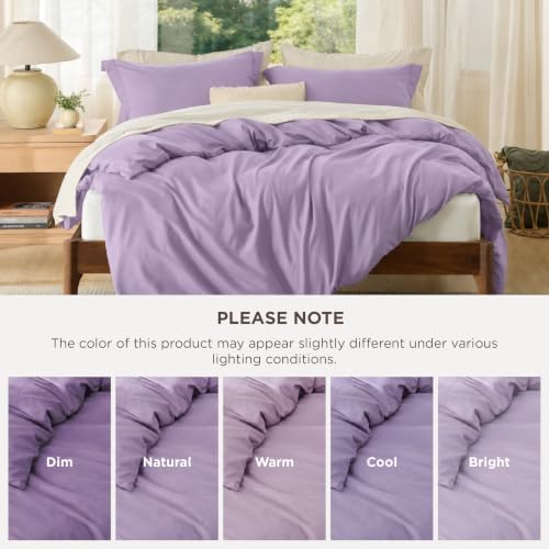 Bedsure Duvet Cover Queen Size, Double Brushed Bedding Set, Light Purple