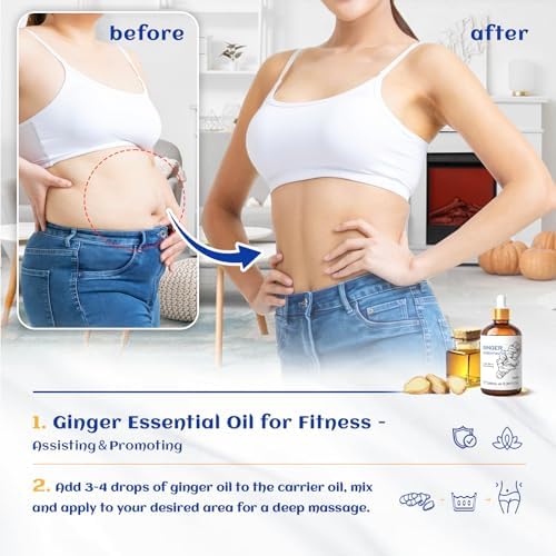 HIQILI Ginger Essential Oil 3.38 Fl Oz, for Massage, Diffuser, Large Bottle with Dropper & Gift Box -100ml
