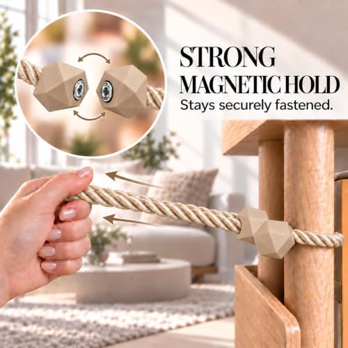 NazTur Magnetic Curtain Tiebacks, Curtain Ties, No-Drill Holdbacks (4 Pack)