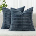 MIULEE Euro Sham Corduroy Decorative Throw Pillow Covers 24x24 Blue