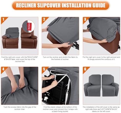 VANSOFY Oversized Stretch Recliner Loveseat Cover, Dark Gray, 2 Seater