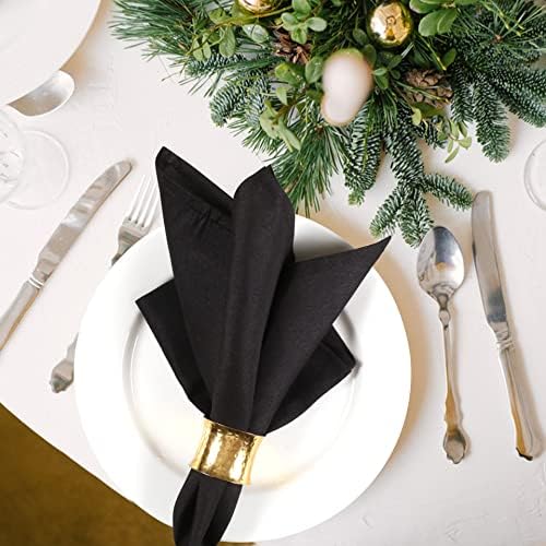 Ramanta Home Set of 12 Polyester Cloth Napkins 18x18 Inches, Black