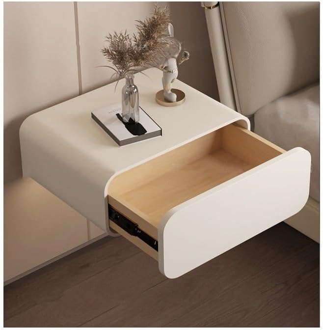 Floating Nightstand with Drawers, Wall Mounted Nightstand, Floating Bedside Table, Solid Wood Wall Nightstand, Floating Drawers for Bedroom Bathroom(Black,15.8 * 15.8 * 7.9in)