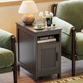 Huuger Narrow Night Stand, End Table with Charging Station, USB-C Port