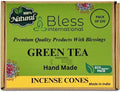 Bless International Green-Tea 100%-Natural-Incense-Cones Handmade-Hand-Dipped Organic-Chemicals-Free for-Purification-Relaxation-Positivity-Yoga-Meditation The-Best-scents (120 Count)