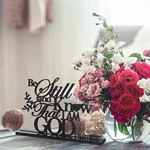 Jetec 1 Pc Remember Prayed Sign Wood Blessed Table Decor, Black, Be Still