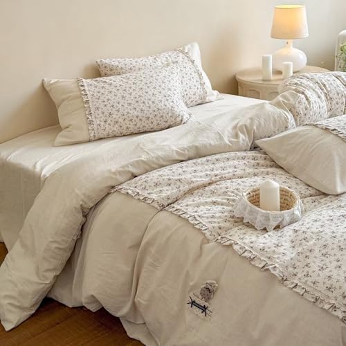 Bunny Full Size Duvet Cover with 2 Pillowcases,80"×90",Cotton Linen