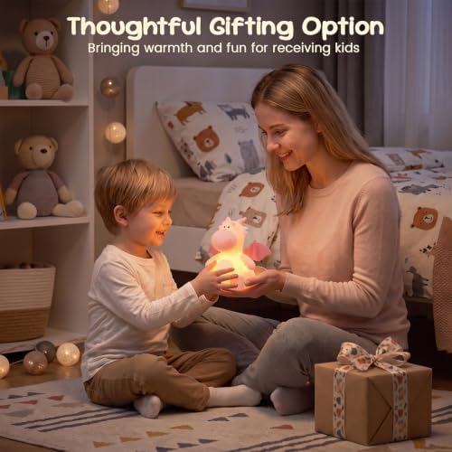 AVEKI Dragon Night Light, Silicone Touch Bedside Lamp (Dragon-Pink)