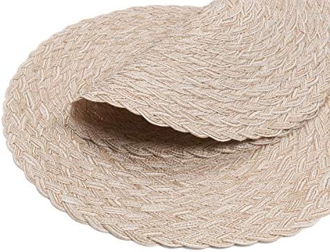 SHACOS Round Braided Placemats 15 inch Set of 4 Boho Woven Washable Kitchen Table Placemats for Home Wedding Party (T-Beige, 4)