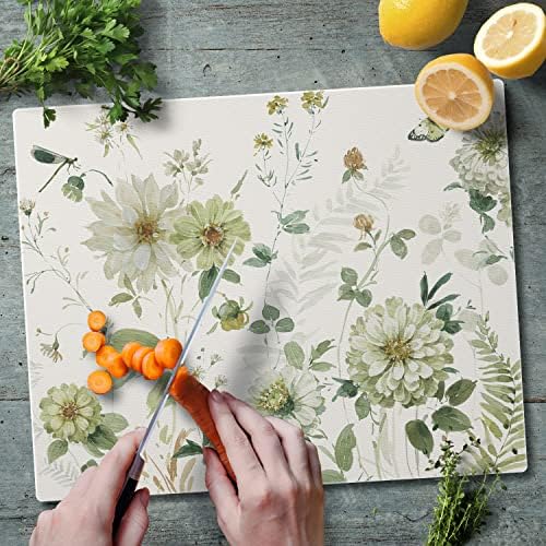 CounterArt Green Fields Tempered Glass Cutting Board 15" x 12"
