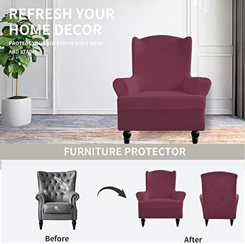 Easy-Going Stretch Wingback Chair Sofa Slipcover ASH Rose