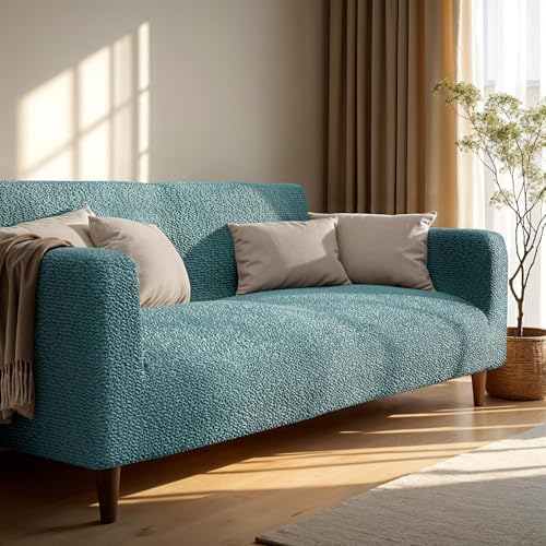 PAULATO Premium Stretch Couch Covers for Sofa - Sofa Chair Cover Washable, Dogs & Pets Friendly - Elastic Polyester Loveseat Slipcovers - Non-Slip Love Seat Couch Covers - Teal (40"-63" Wide)